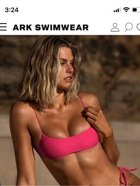Ark swimwear Pink Minimal Crop bikini top & high cut bottoms size medium NWT